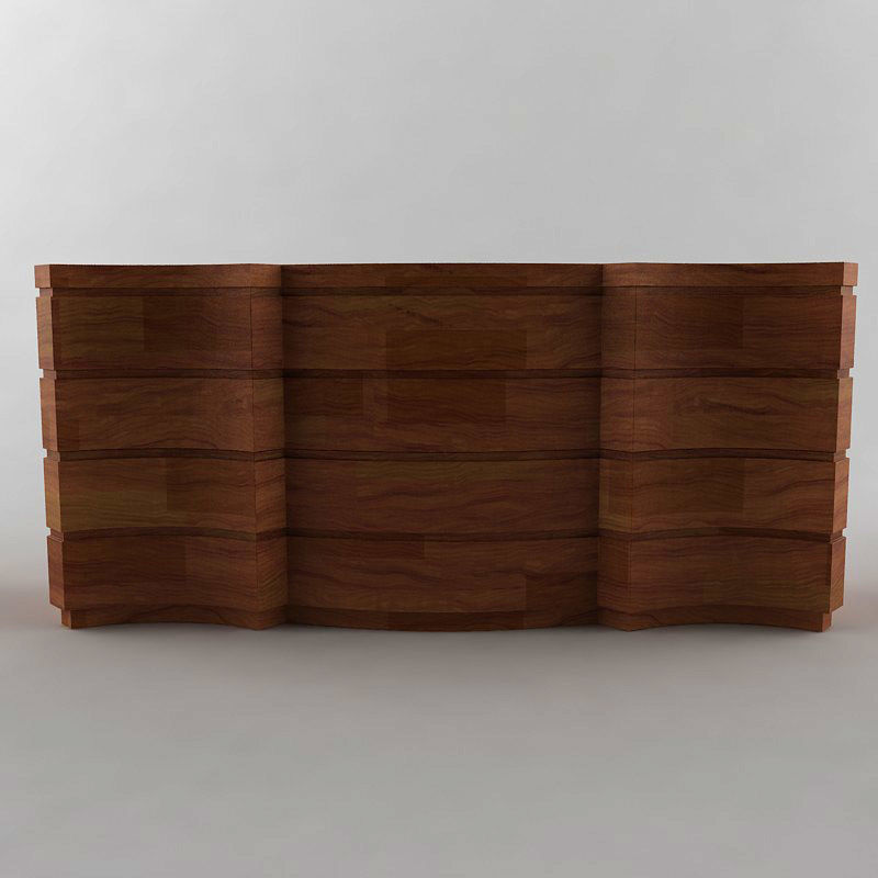 Giorgio wooden dresser with three drawers 3D model_2