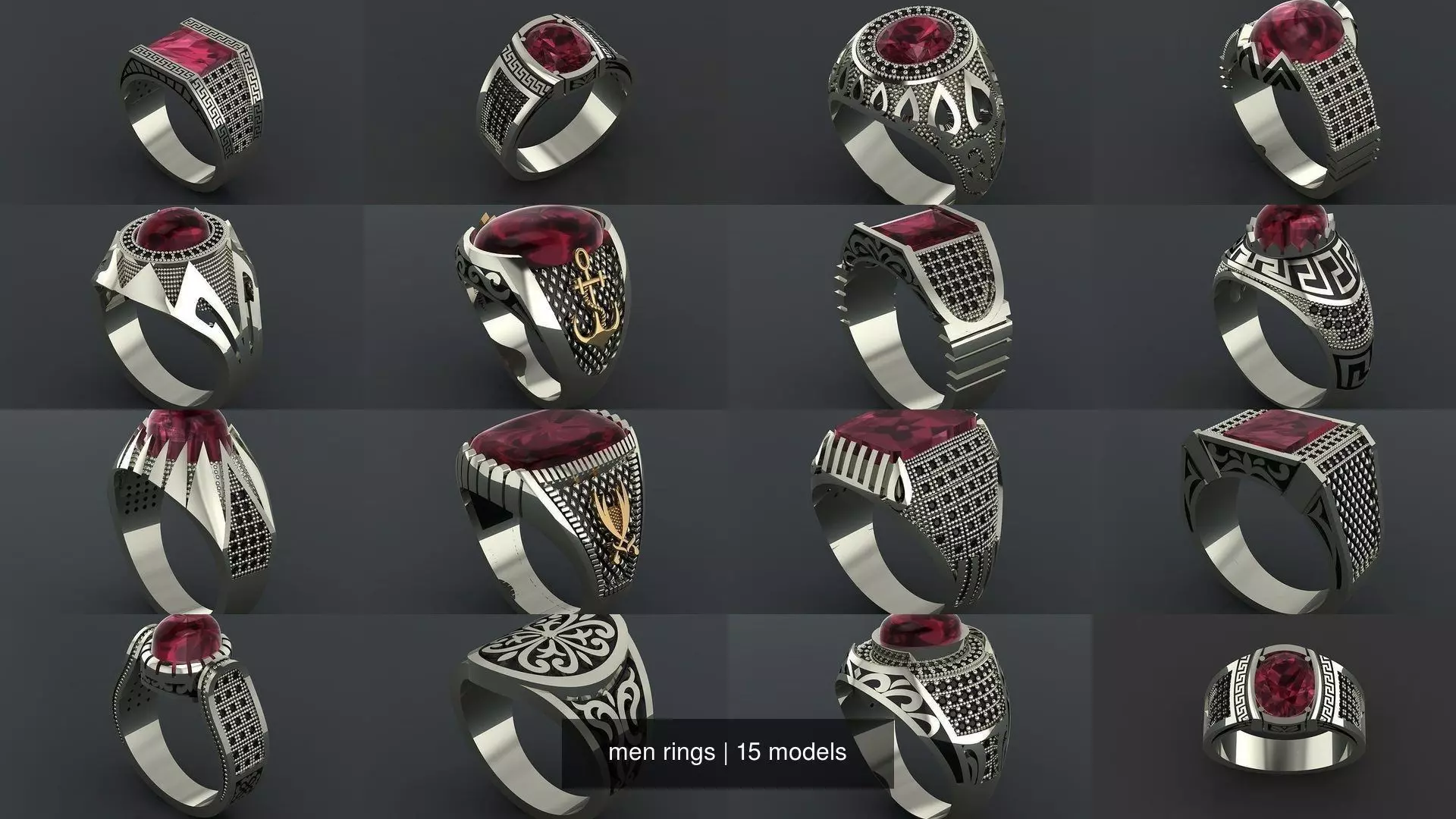 men rings 3D Model Collection_0