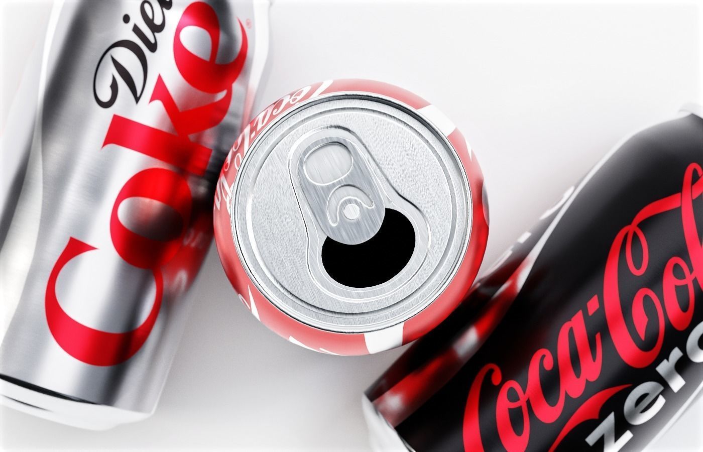 Set of Coca Cola Cans - Classic  Zero  Diet  Coke Sodas Low-poly 3D model_7