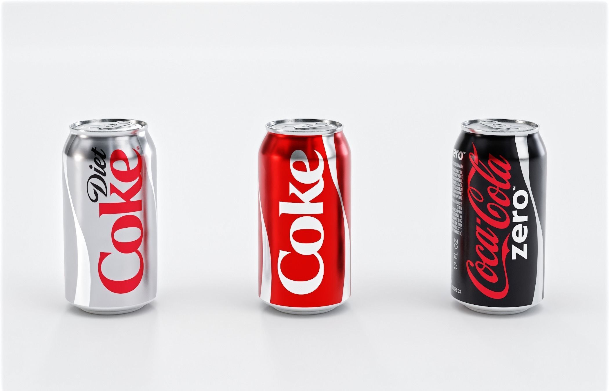 Set of Coca Cola Cans - Classic  Zero  Diet  Coke Sodas Low-poly 3D model_3