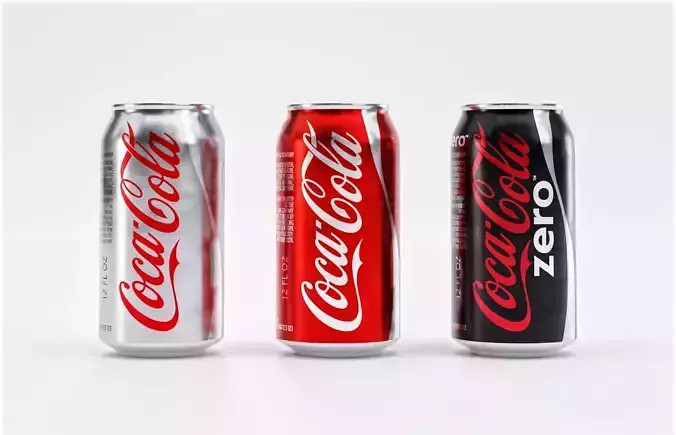Set of Coca Cola Cans - Classic  Zero  Diet  Coke Sodas Low-poly 3D model