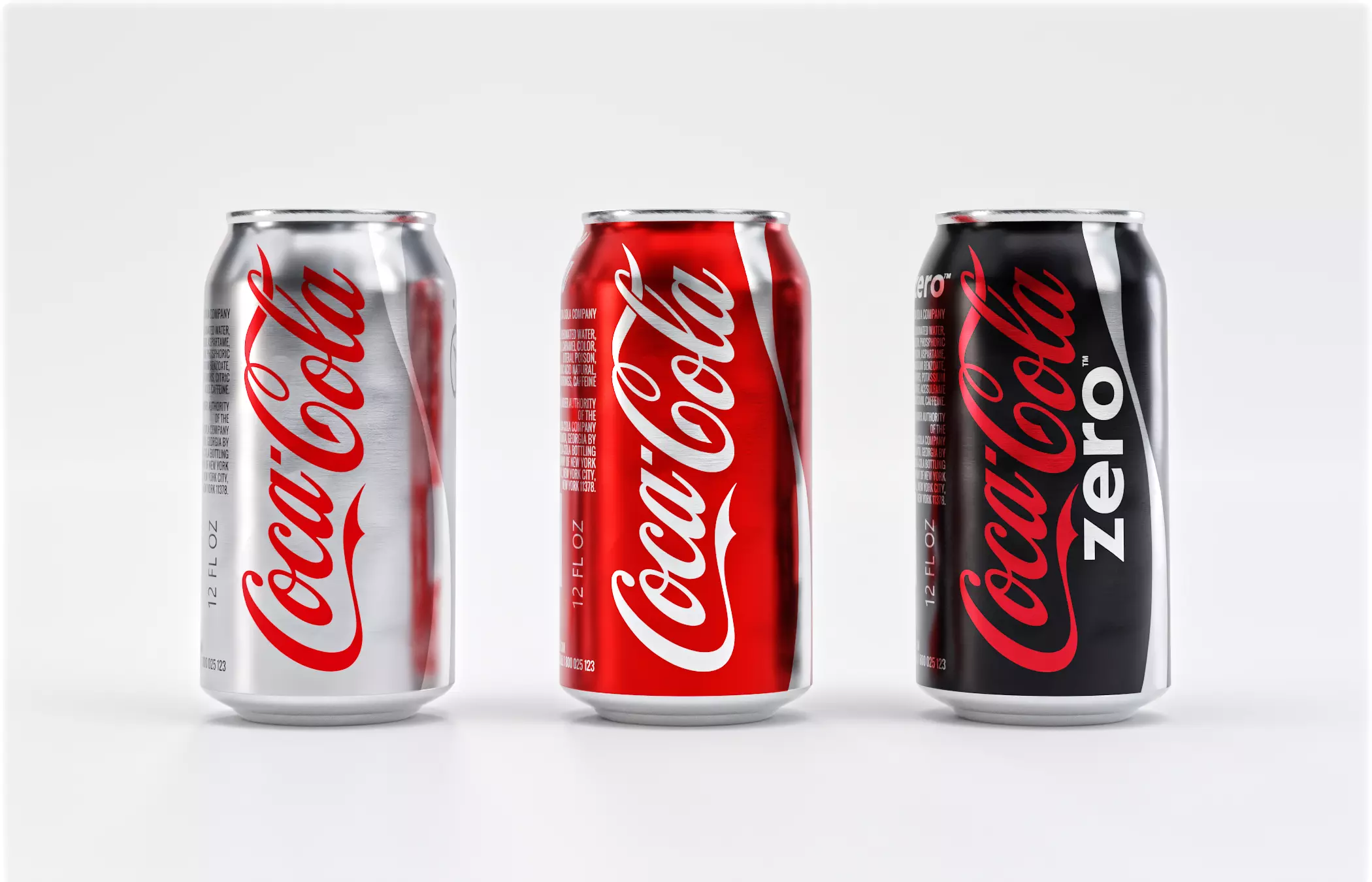 Set of Coca Cola Cans - Classic  Zero  Diet  Coke Sodas Low-poly 3D model_0