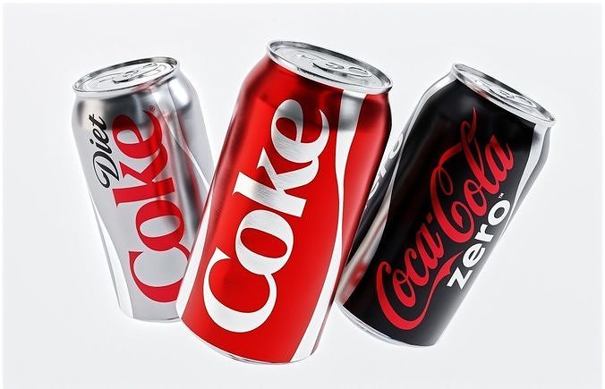 Set of Coca Cola Cans - Classic  Zero  Diet  Coke Sodas Low-poly 3D model 3