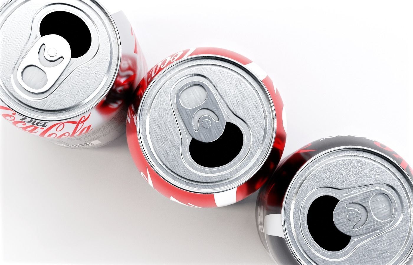 Set of Coca Cola Cans - Classic  Zero  Diet  Coke Sodas Low-poly 3D model_6