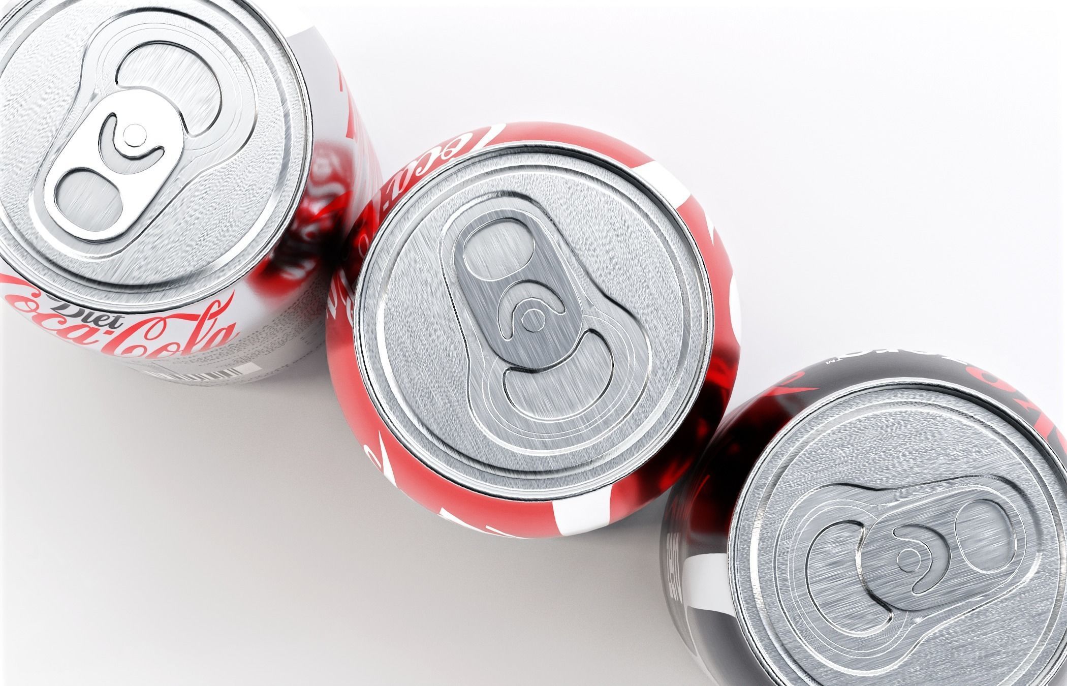 Set of Coca Cola Cans - Classic  Zero  Diet  Coke Sodas Low-poly 3D model_5