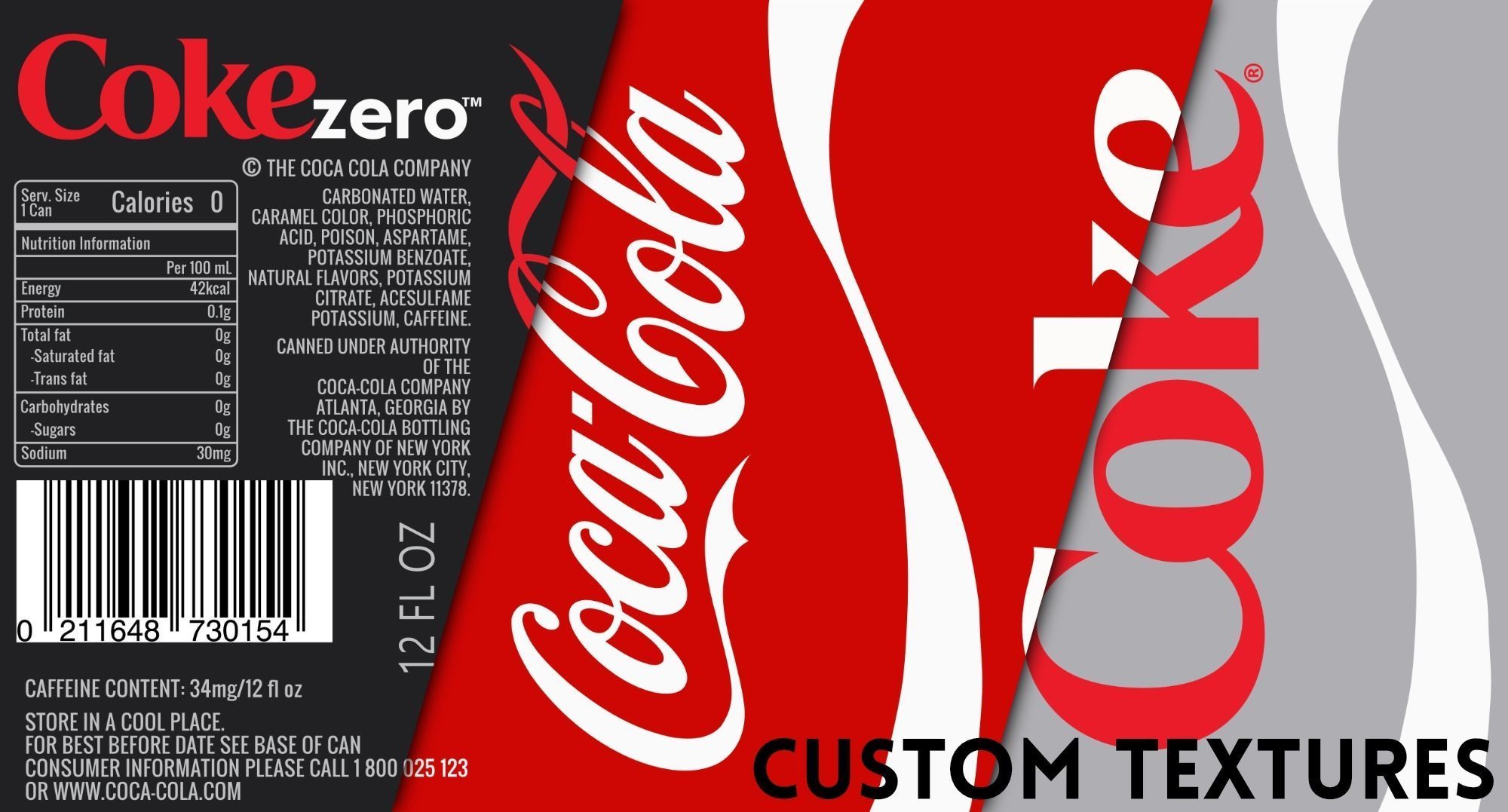 Set of Coca Cola Cans - Classic  Zero  Diet  Coke Sodas Low-poly 3D model_13