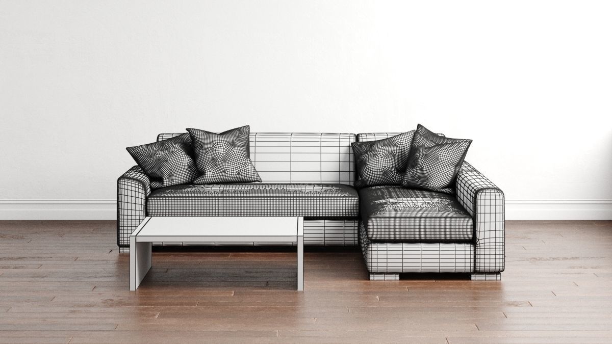 Sofa with Coffee Table 3D model_5