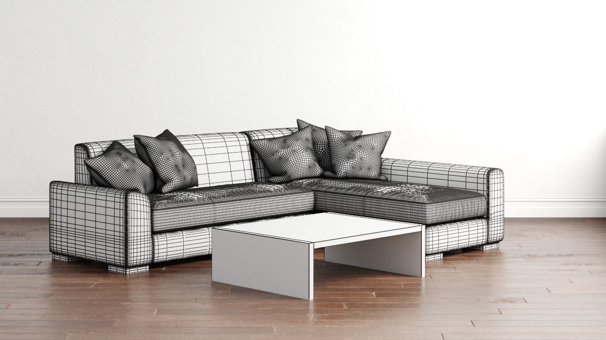 Sofa with Coffee Table 3D model_6