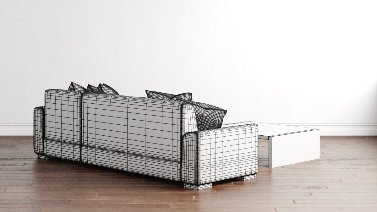 Sofa with Coffee Table 3D model_8