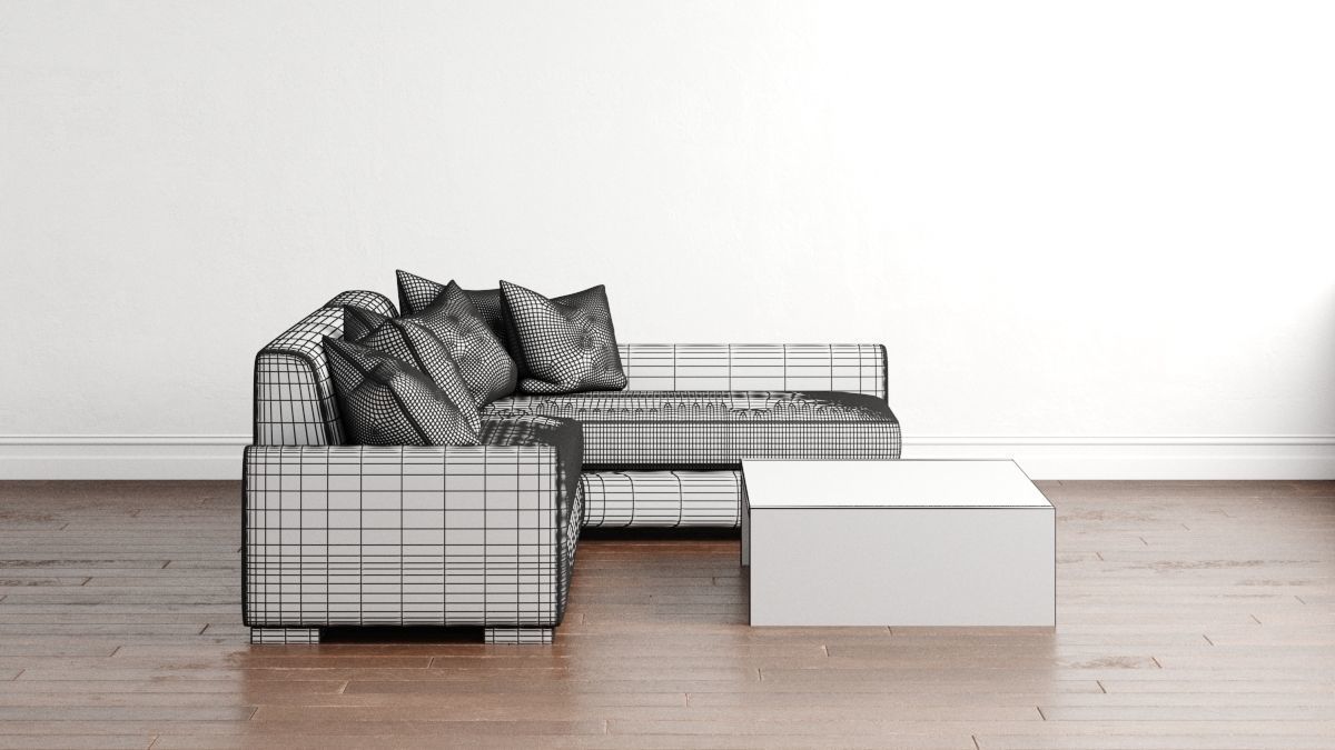 Sofa with Coffee Table 3D model_7