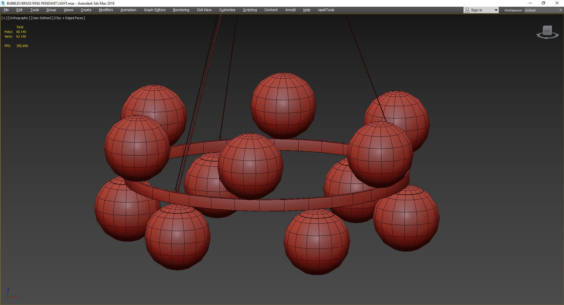 BUBBLES BRASS RING PENDANT LIGHT Low-poly 3D model_3