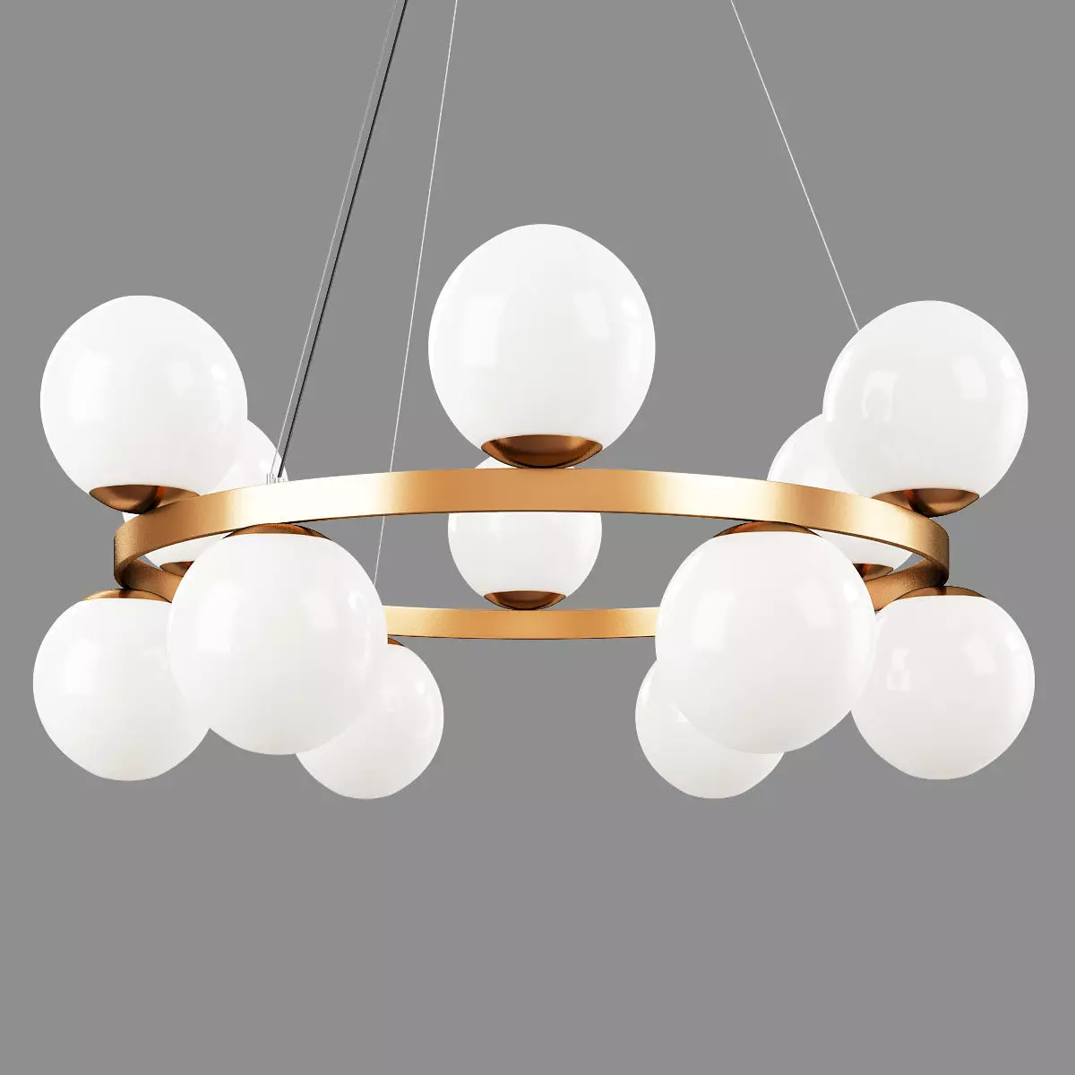 BUBBLES BRASS RING PENDANT LIGHT Low-poly 3D model_0