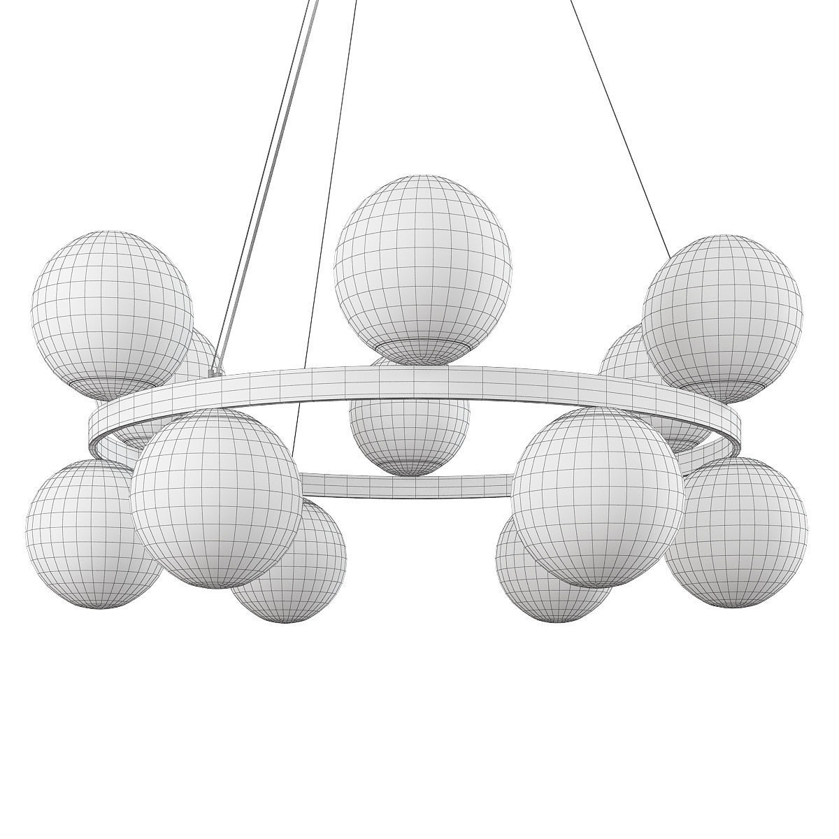 BUBBLES BRASS RING PENDANT LIGHT Low-poly 3D model_1