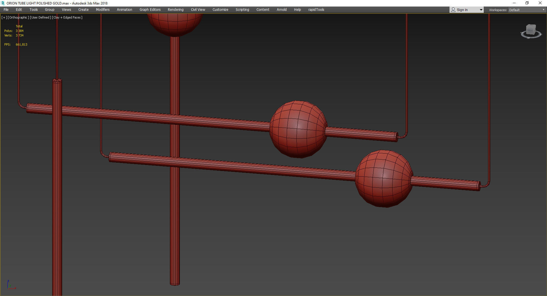 ORION TUBE LIGHT POLISHED GOLD Low-poly 3D model_5