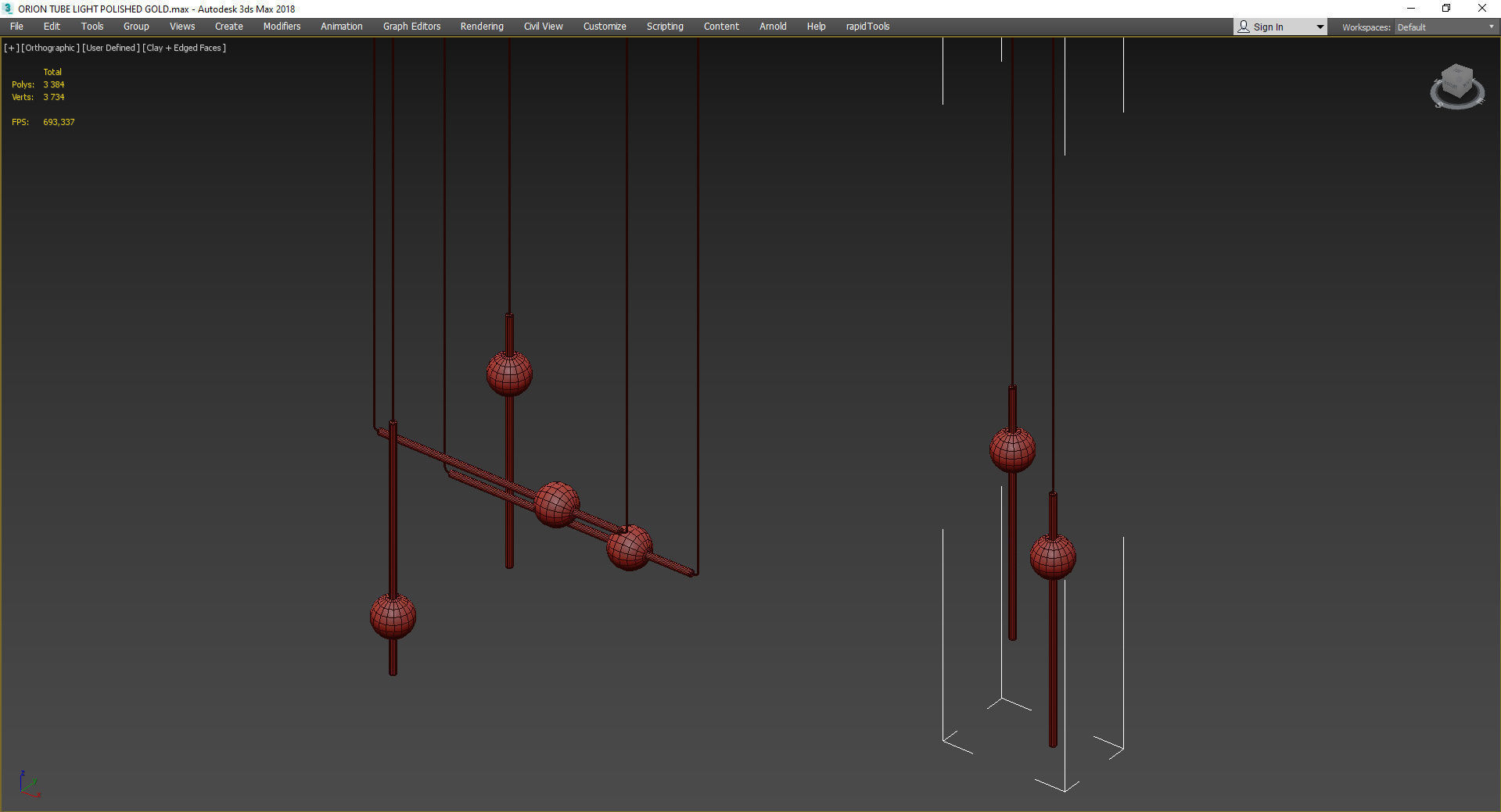 ORION TUBE LIGHT POLISHED GOLD Low-poly 3D model_3