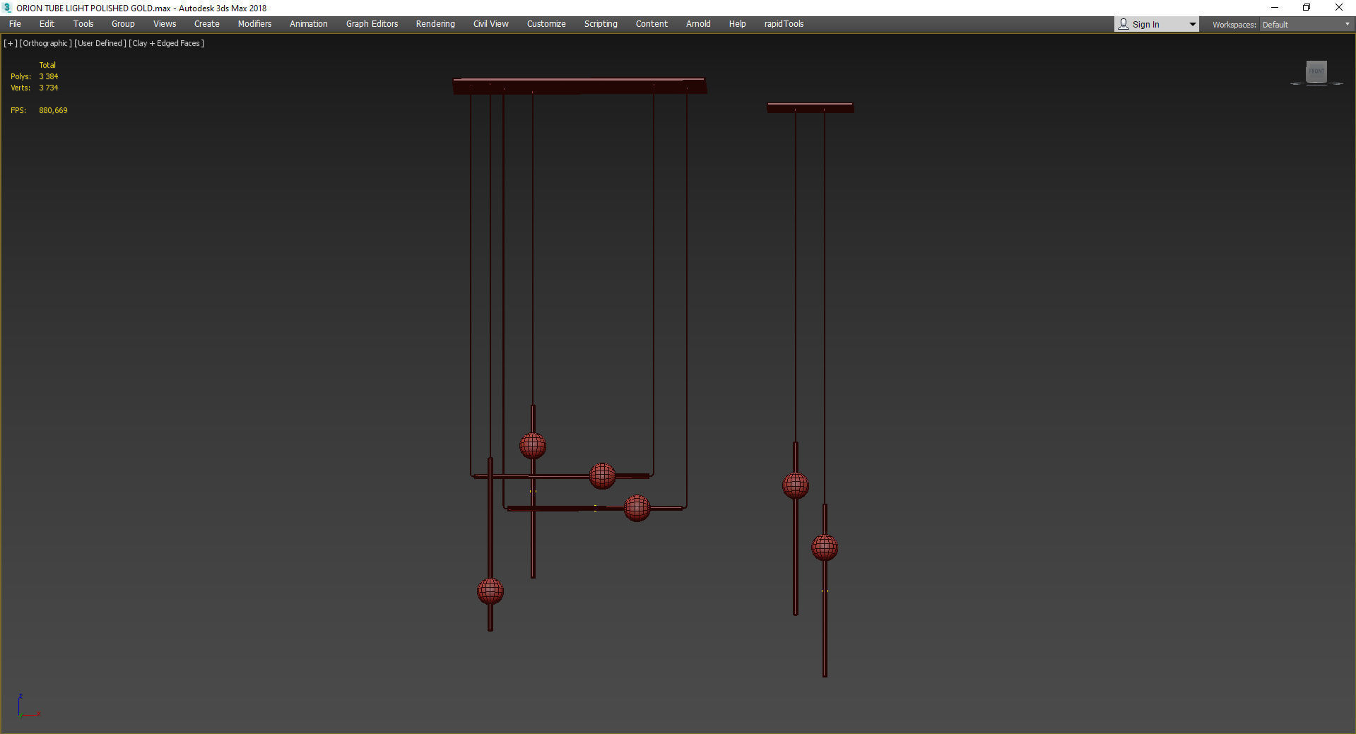 ORION TUBE LIGHT POLISHED GOLD Low-poly 3D model_2