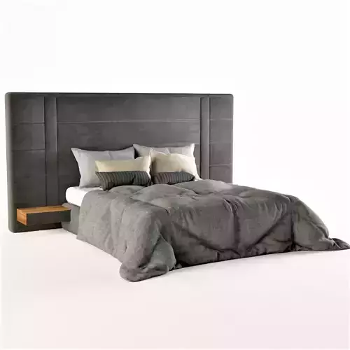 Bed with upholstered wall panels 3D model