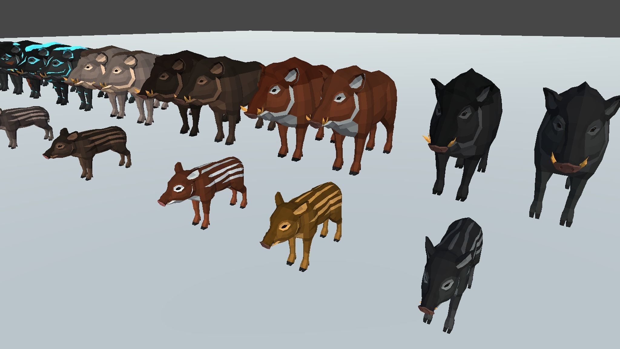 LowPoly Boars pack Low-poly 3D model_7