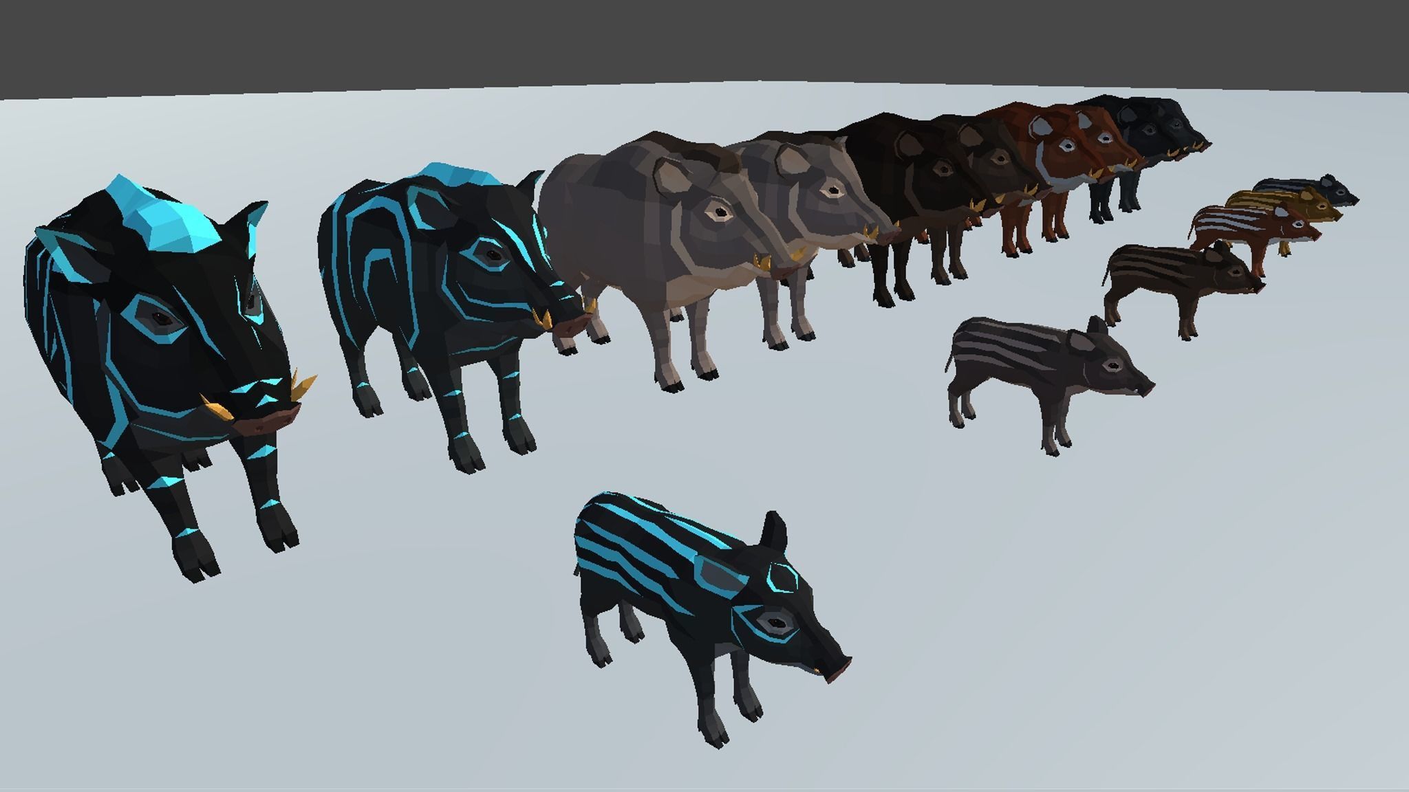LowPoly Boars pack Low-poly 3D model_8