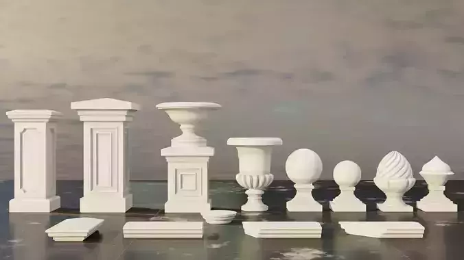 Collumns Handrails Vases and Decorations 3D model
