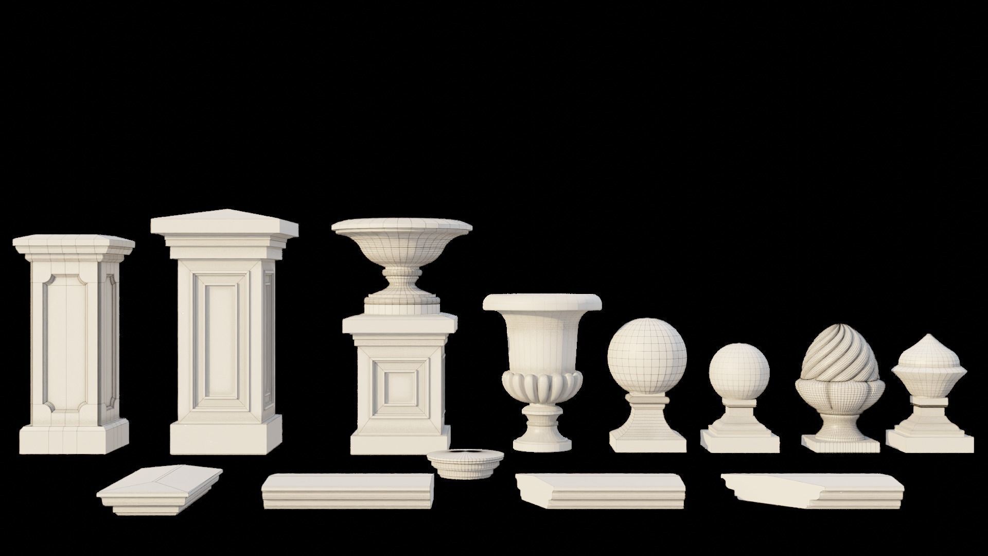 Collumns Handrails Vases and Decorations 3D model_1