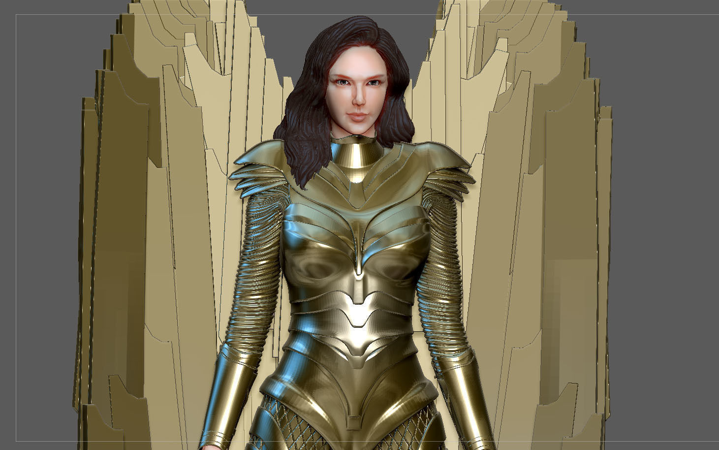 WONDERWOMAN 1984 GOLDEN ARMOR STATUE DC MOVIE GAL GADOT 3D print model_8