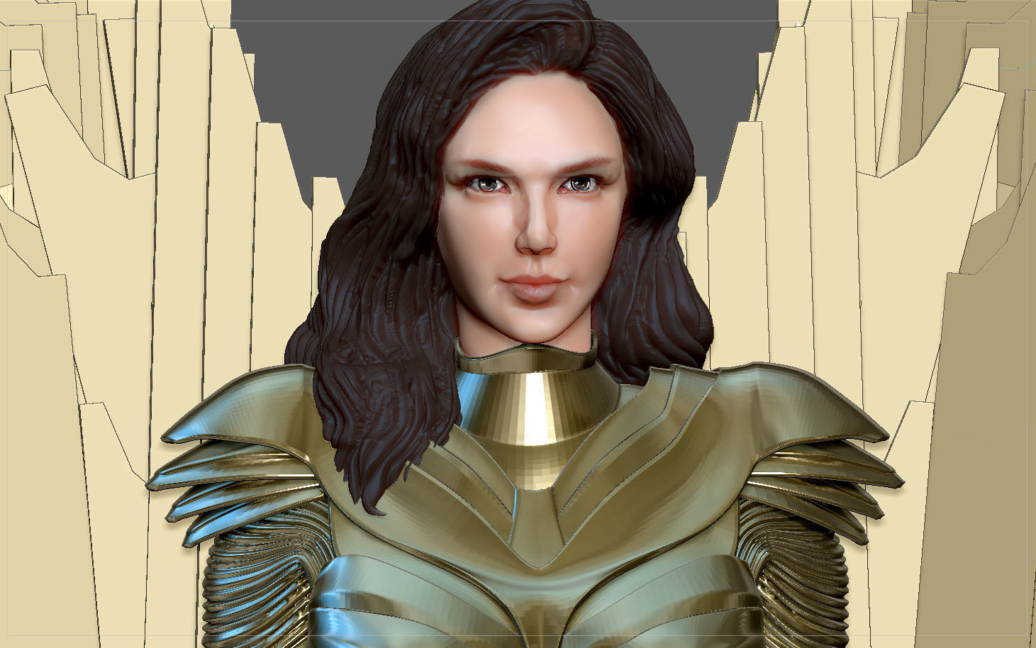WONDERWOMAN 1984 GOLDEN ARMOR STATUE DC MOVIE GAL GADOT 3D print model_1