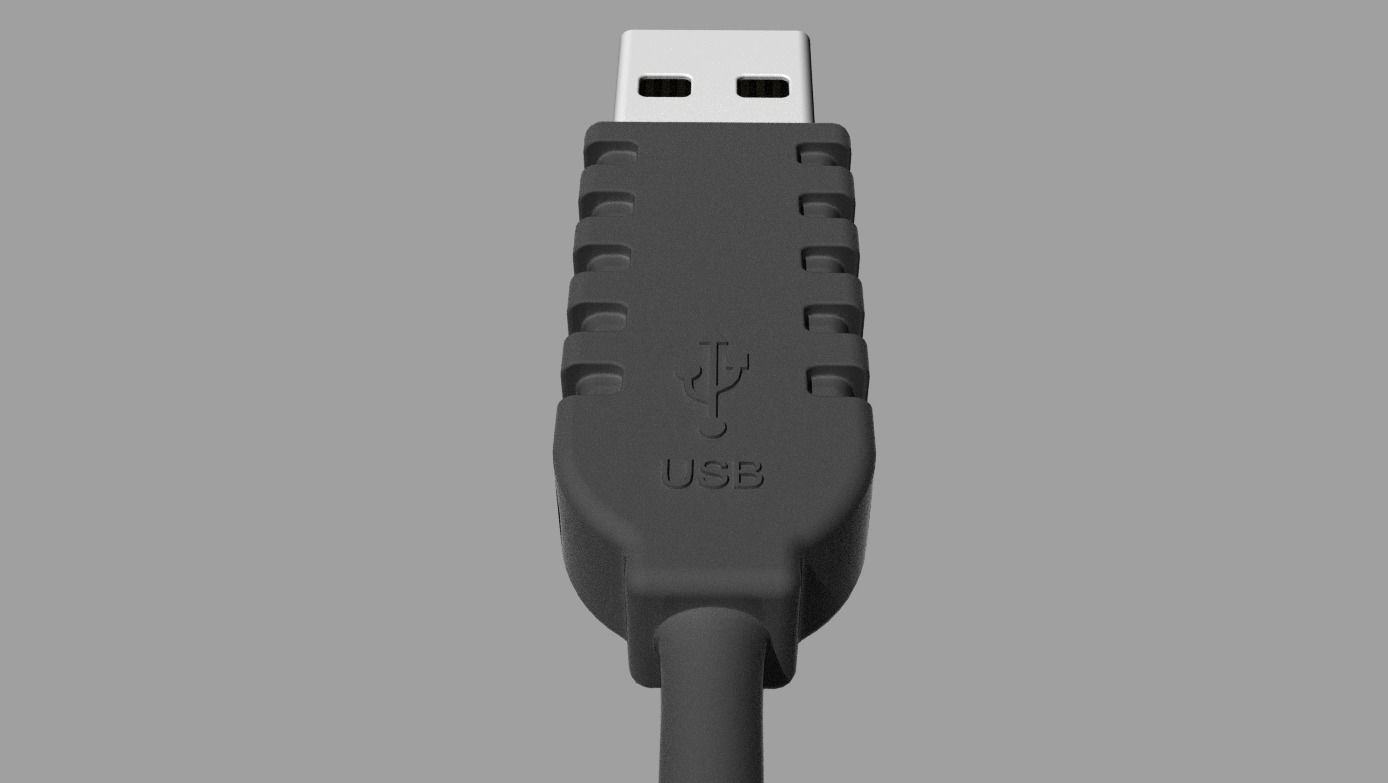 USB Type Male Plug 3D Model Low-poly 3D model_3