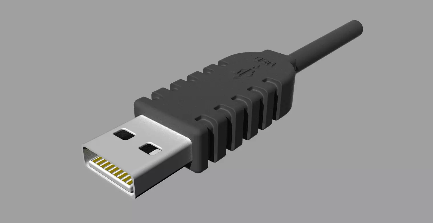 USB Type Male Plug 3D Model Low-poly 3D model_0