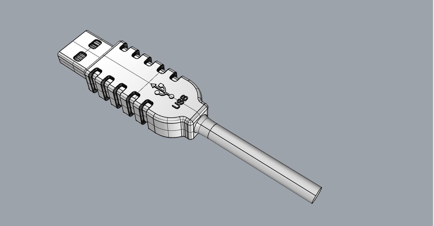 USB Type Male Plug 3D Model Low-poly 3D model_4