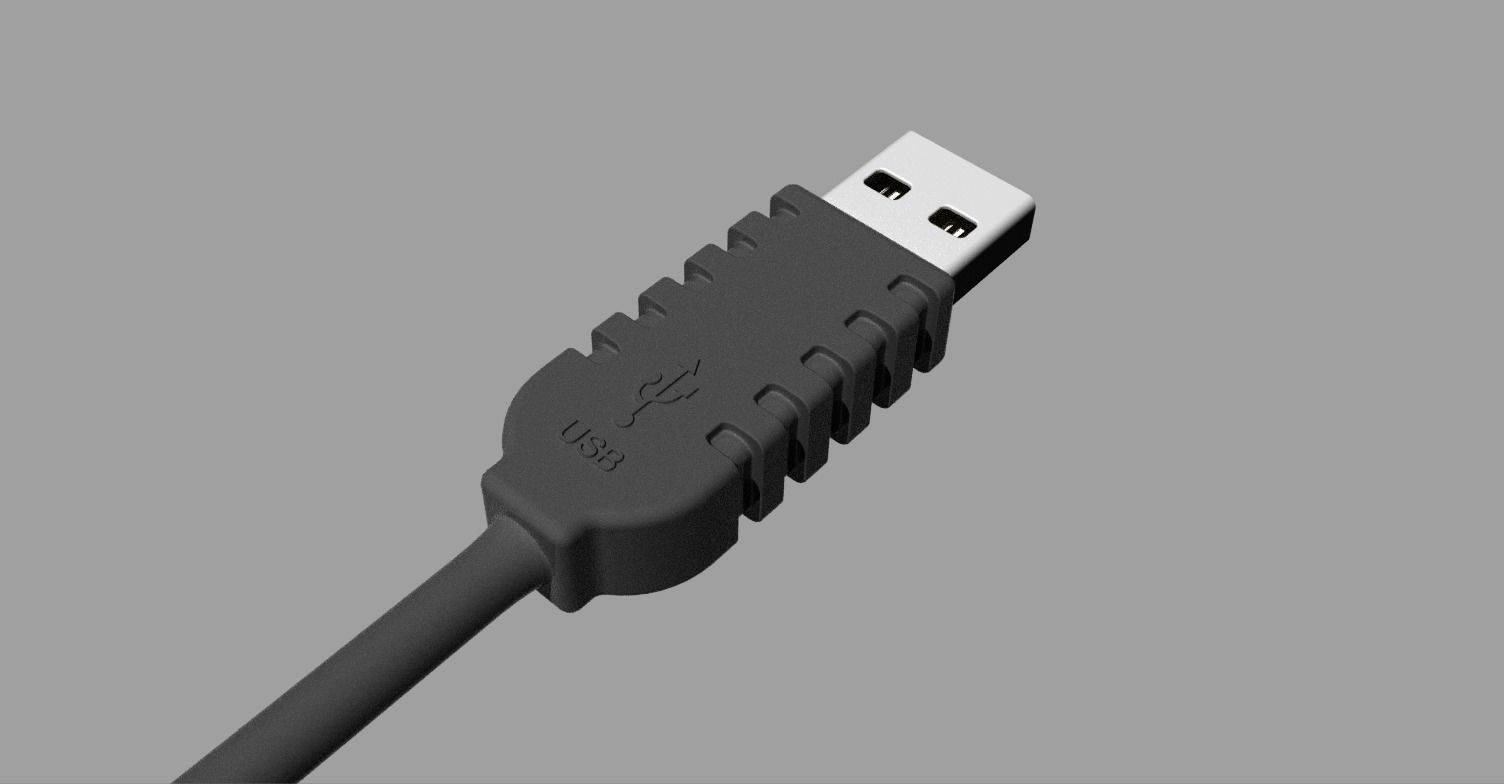 USB Type Male Plug 3D Model Low-poly 3D model_1