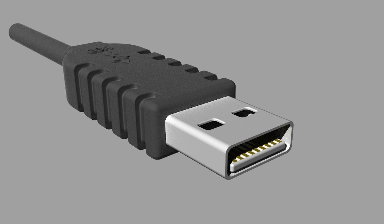 USB Type Male Plug 3D Model Low-poly 3D model_2