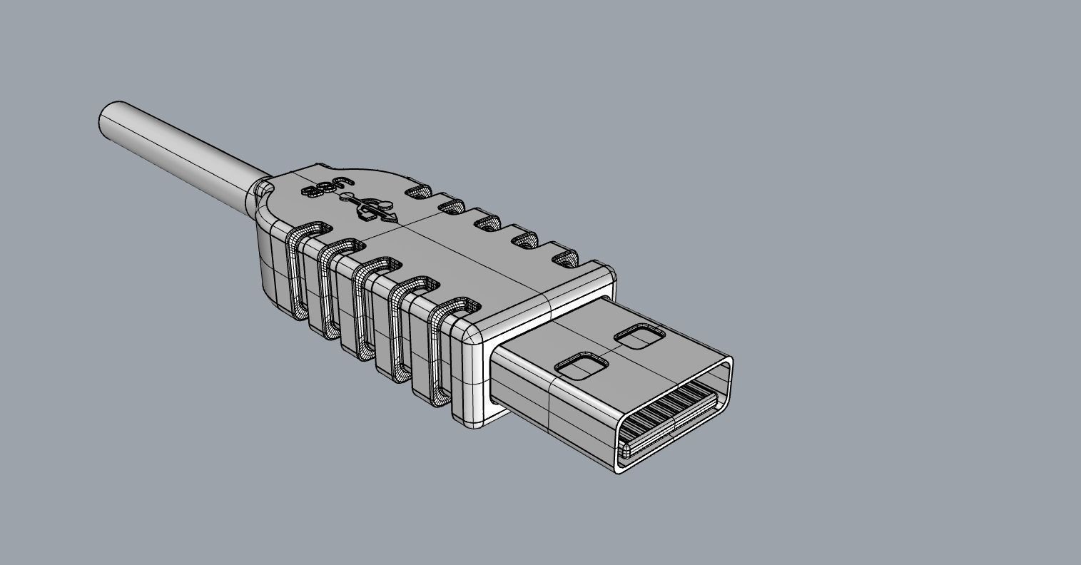 USB Type Male Plug 3D Model Low-poly 3D model_5