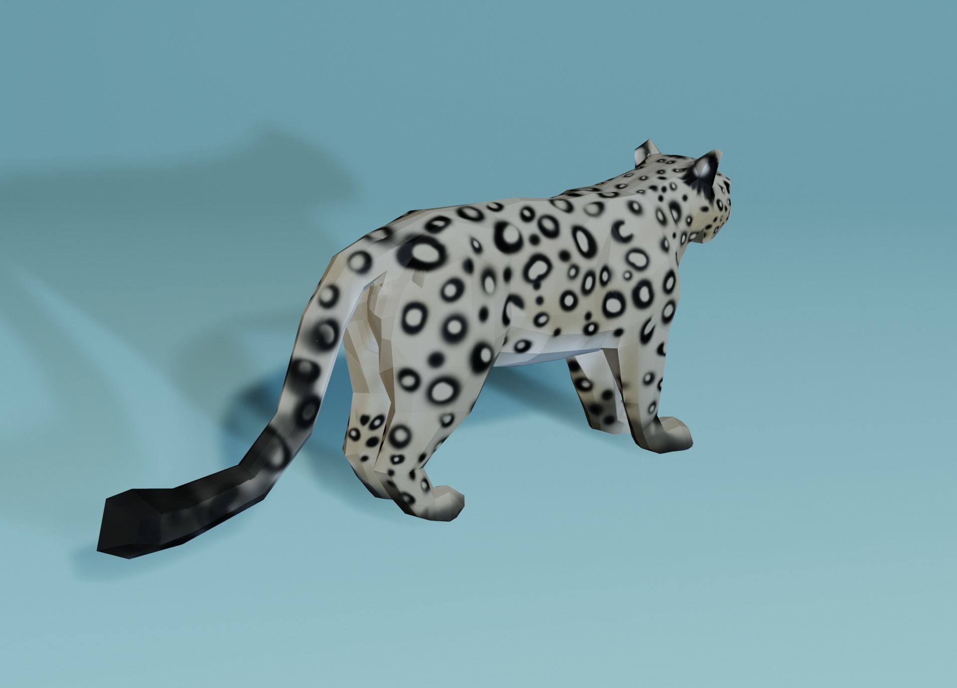 Lowpoly Snow Leopard Low-poly 3D model_5