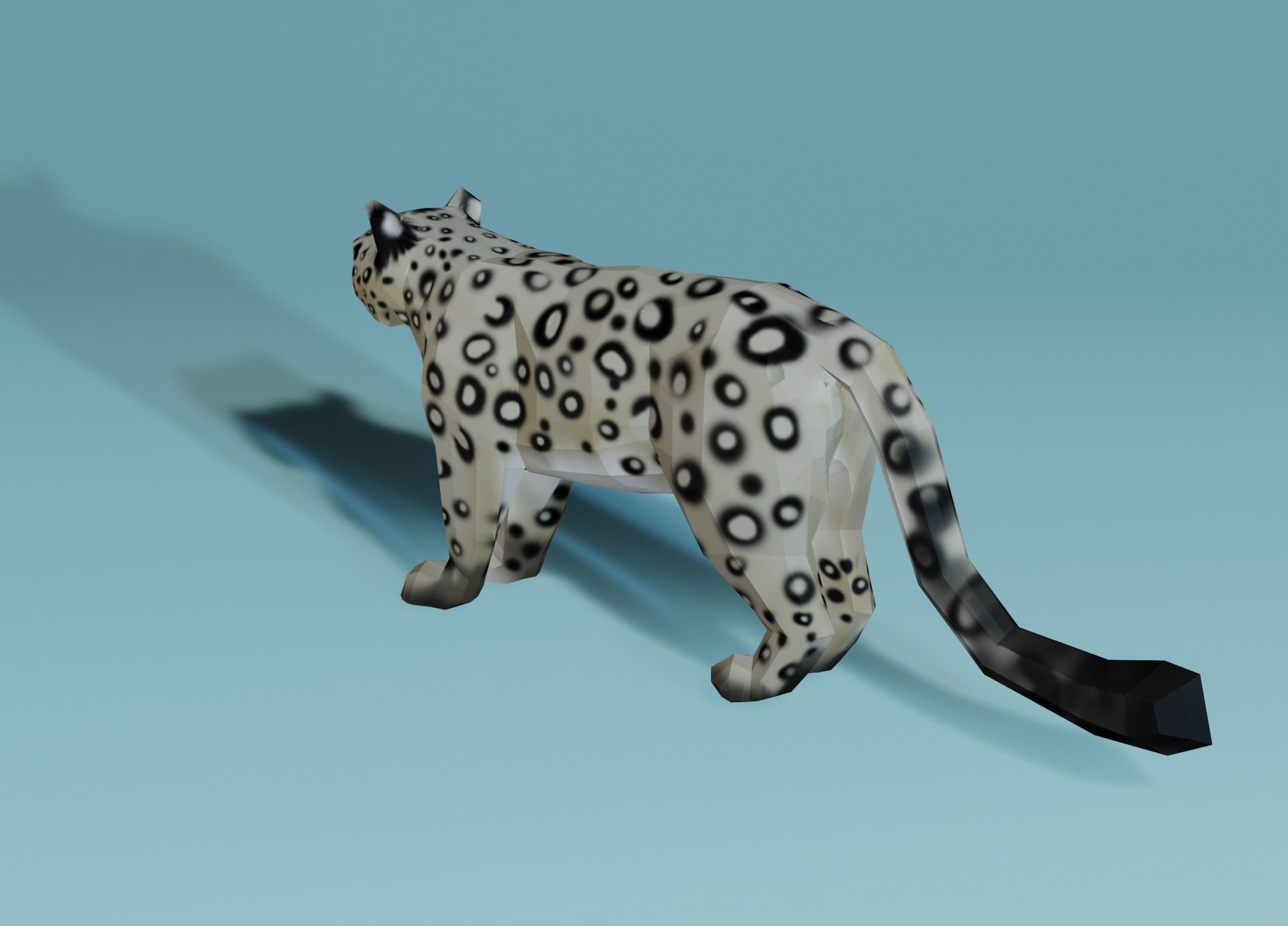 Lowpoly Snow Leopard Low-poly 3D model_9