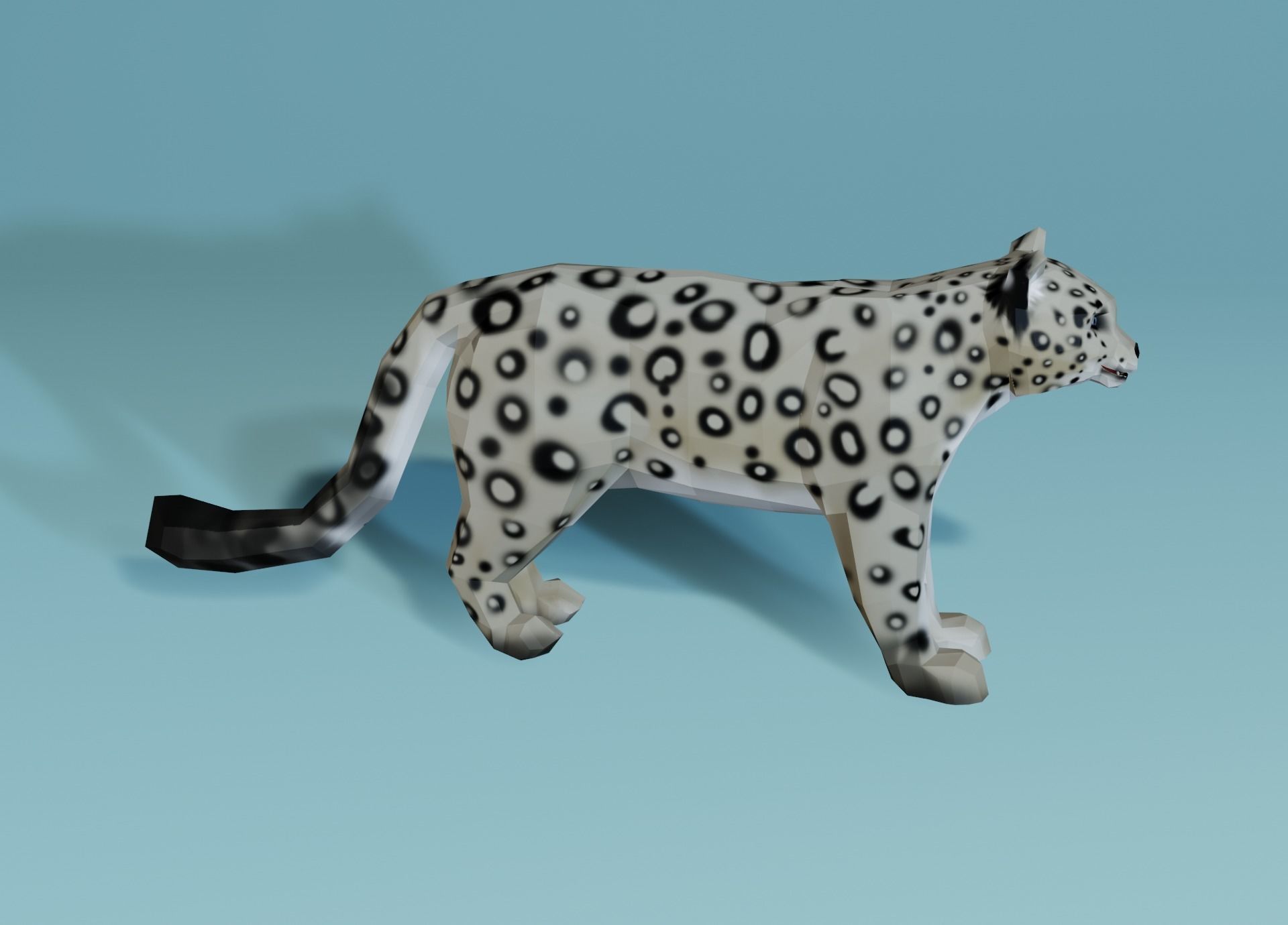 Lowpoly Snow Leopard Low-poly 3D model_3