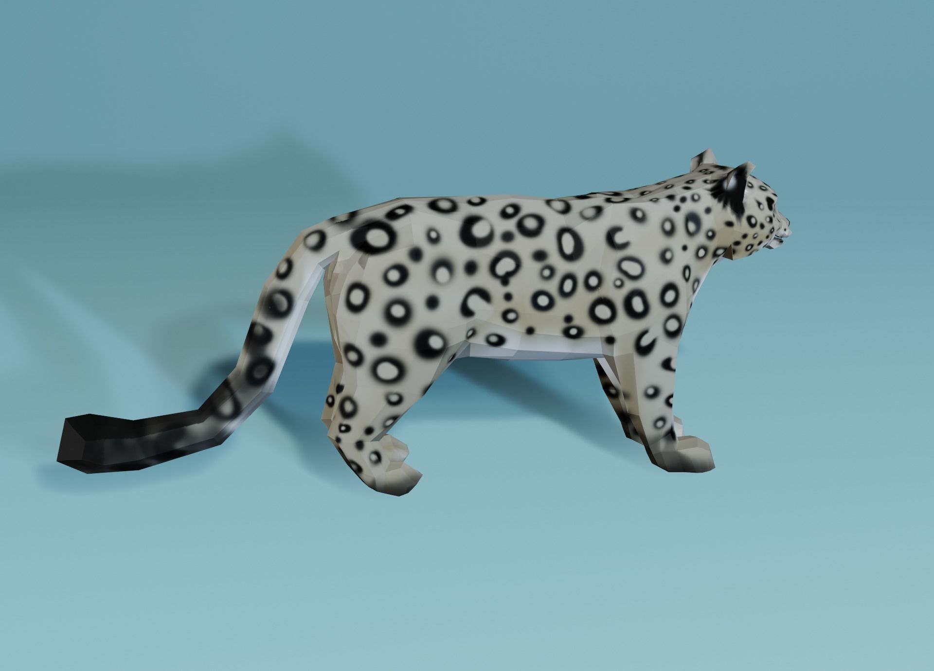 Lowpoly Snow Leopard Low-poly 3D model_4