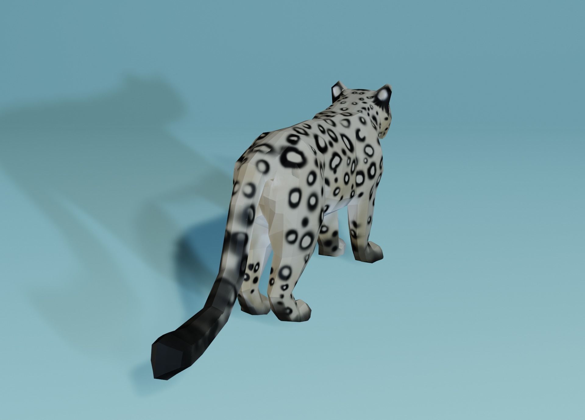 Lowpoly Snow Leopard Low-poly 3D model_6