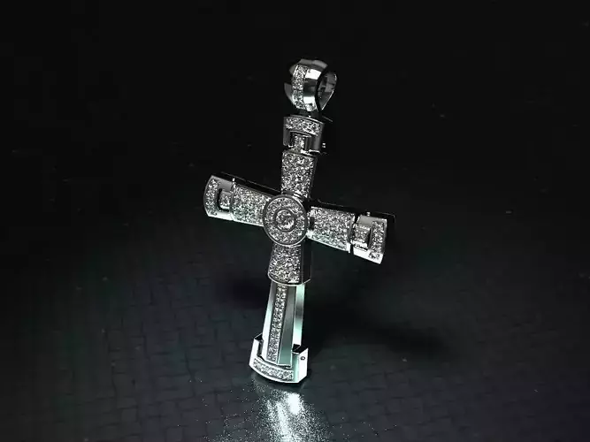 Cross diamond pendant for print