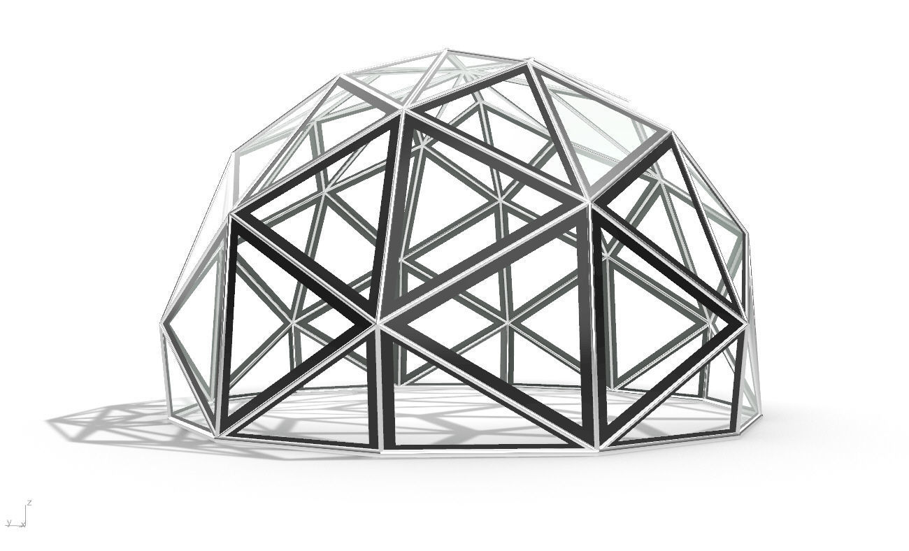 Triangulated 3D dome geodesic dome like structure v1 3D model_8