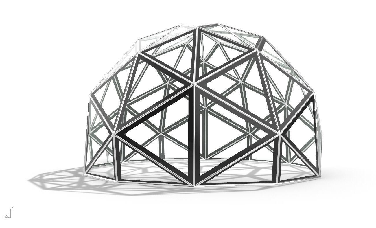 Triangulated 3D dome geodesic dome like structure v1 3D model_6