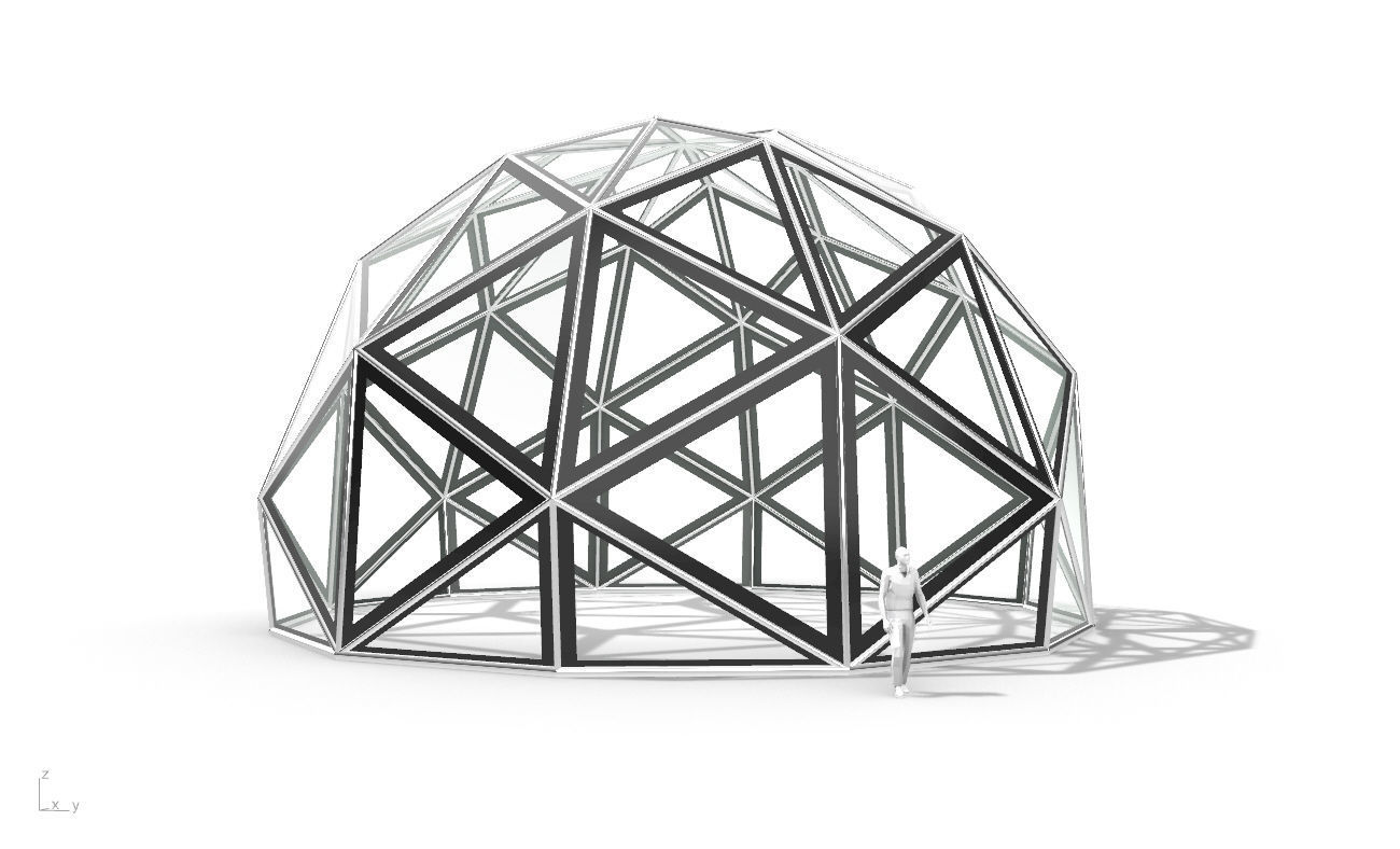 Triangulated 3D dome geodesic dome like structure v1 3D model_18