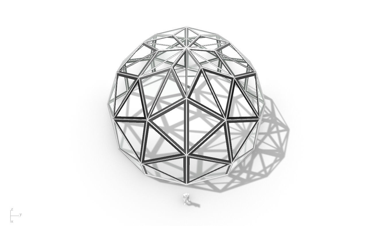 Triangulated 3D dome geodesic dome like structure v1 3D model_39