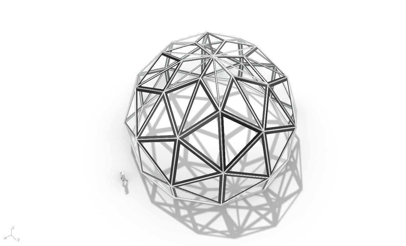 Triangulated 3D dome geodesic dome like structure v1 3D model_22
