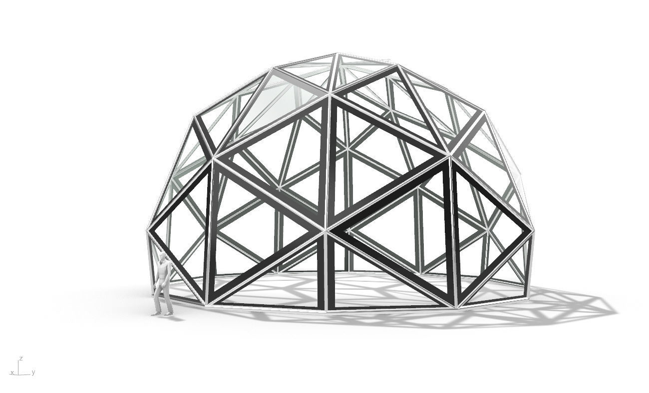 Triangulated 3D dome geodesic dome like structure v1 3D model_1