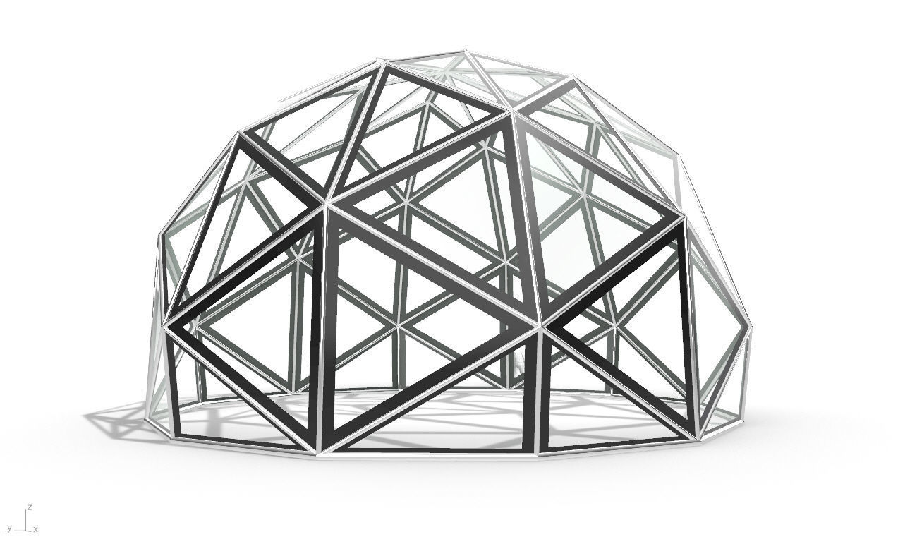 Triangulated 3D dome geodesic dome like structure v1 3D model_10