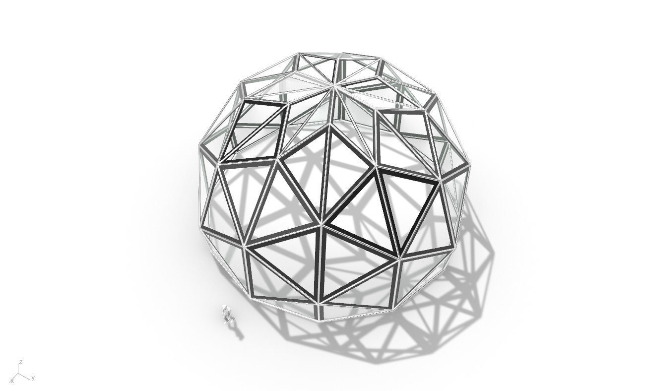 Triangulated 3D dome geodesic dome like structure v1 3D model_21