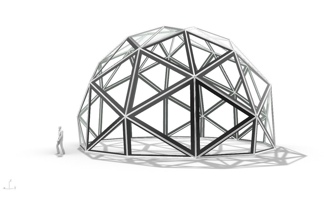 Triangulated 3D dome geodesic dome like structure v1 3D model_2