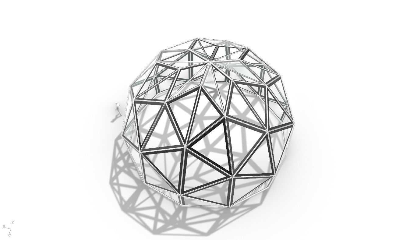 Triangulated 3D dome geodesic dome like structure v1 3D model_25