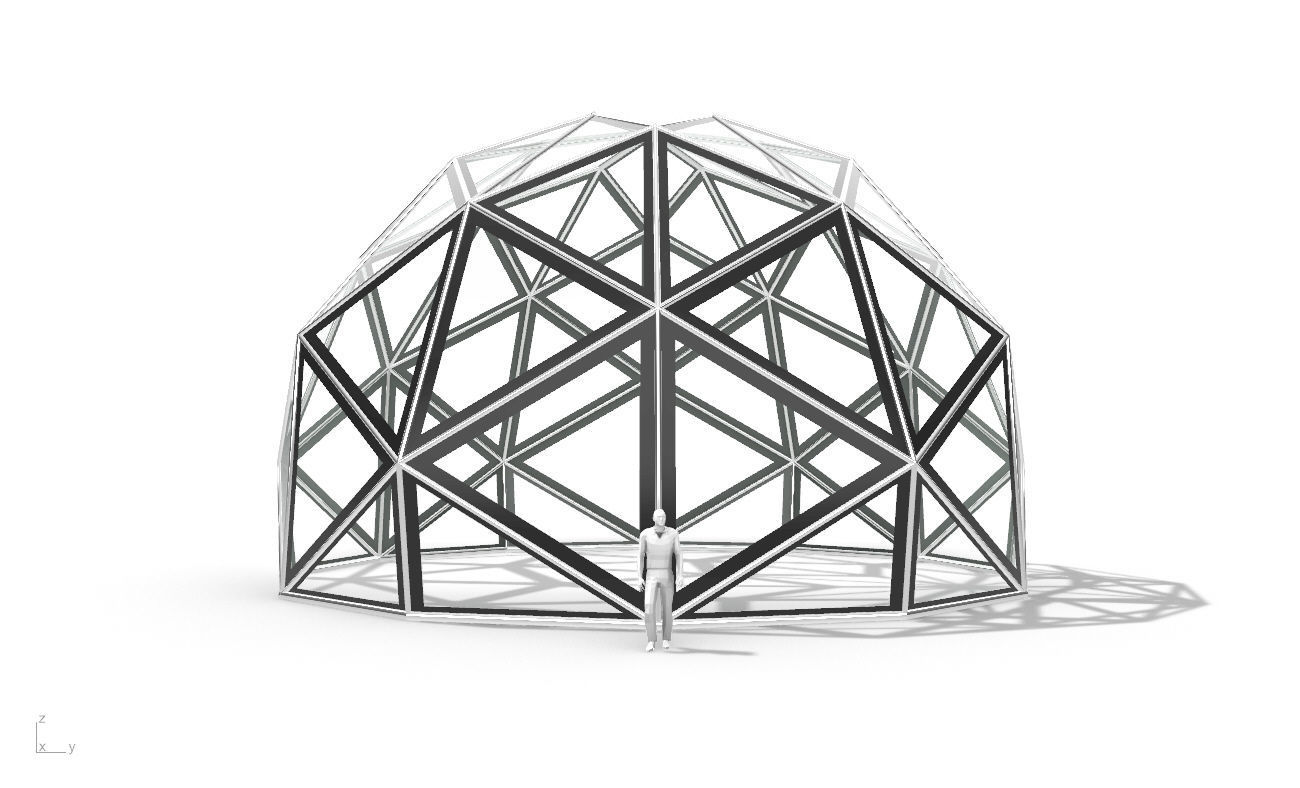 Triangulated 3D dome geodesic dome like structure v1 3D model_19